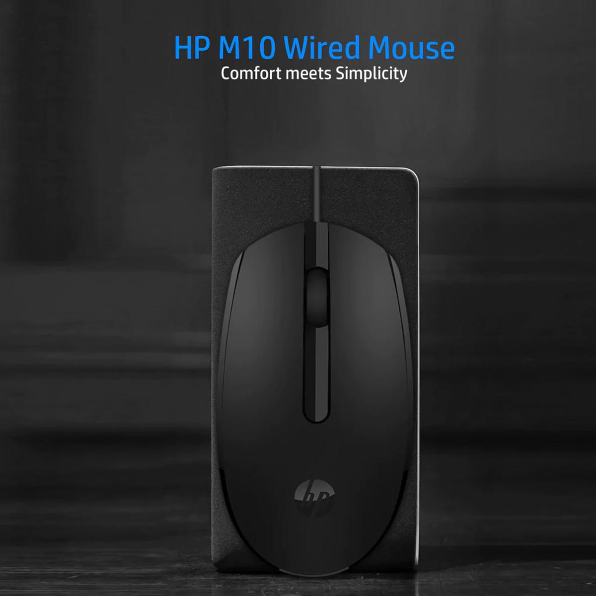 HP M10 Portable Ergonomic Design Computer Mouse Wired Usb Business Office Mouse HP Original HPs M10 BLACK COLOR Optical Laptop Mouse Portable Desktop Notebook Computer Office USB Wired Gaming Black New Mouse