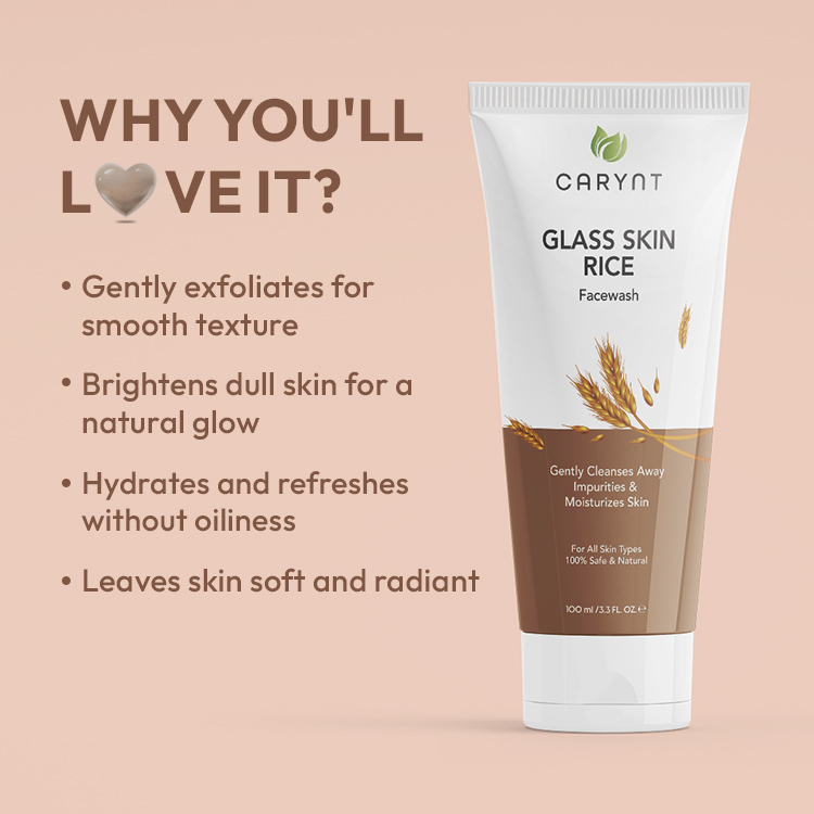 Carynt Glass Skin Rice Face Wash - 100ml for Brightening & Hydrating Cleanse