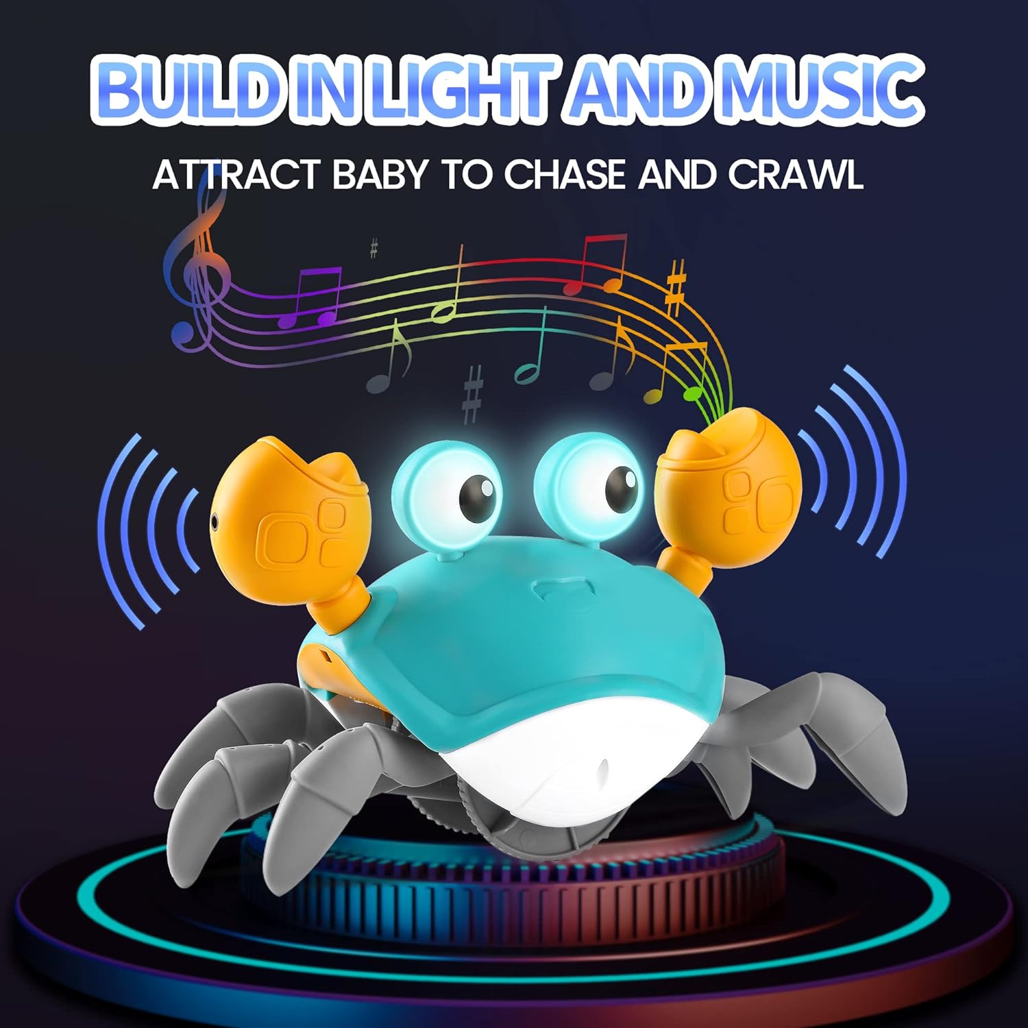 Crawling Crab Toy for Kids | Automatic Induction Escape Crab with Lights & Music | Interactive Walking Toy (QC-1Y)