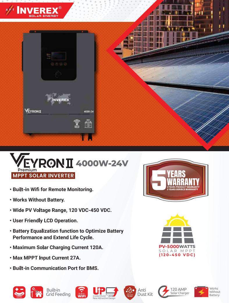 Inverex Veyron II Premium 4Kw 24V Mppt Solar Inverter Daraz.pk