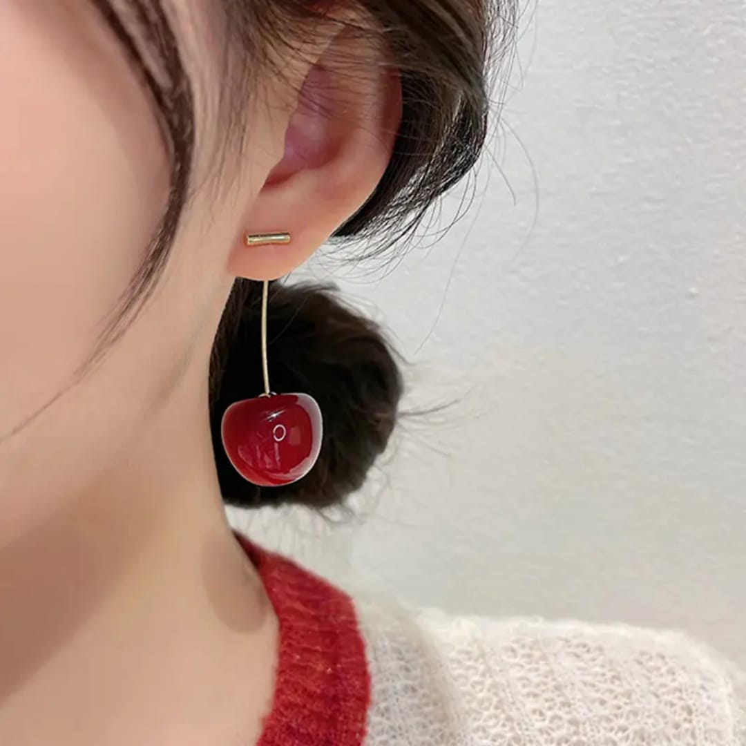 Trending Red Cherry Drop Earrings And Mix Designs