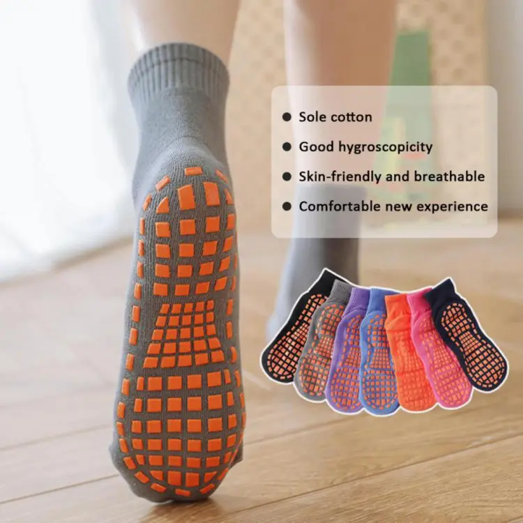 1Pair Cotton Trampoline Socks Unisex Adult Child Anti Skid Floor Socks  Comfortable Wear Anti-Slip Sports Yoga Socks Foot Massage