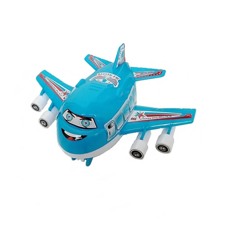 Aeroplane Manual Rope Operated Machine with Lighting Toys for kids Size  20X17cm Plastic Material White and Blue Colour Good Quality Airplane Machine Operated Toys For Indoor And Outdoor Racing Plane Game (Aizal Mall)