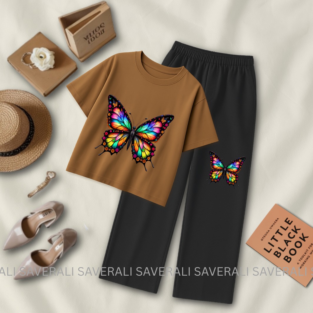 2-Piece Crop Top Set – Tee & Flapper Bottoms for Women and Girls