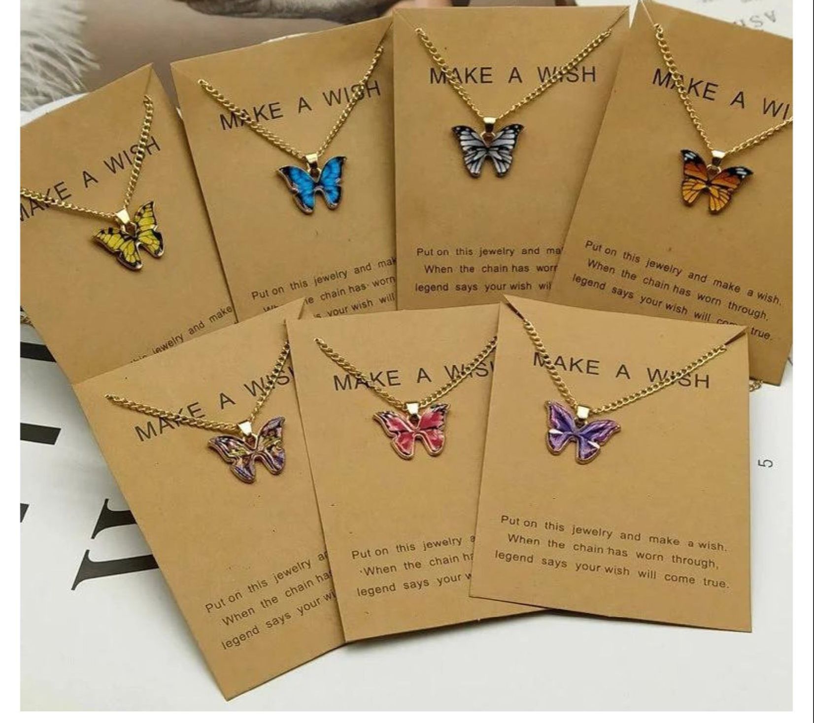 Enacolor Korean Ins Butterfly Necklace Pendant Beauty Girls Colors