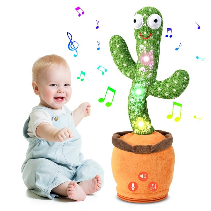 Dancing Cactus Talking Toy Kids Children Plush Electronic Toys Baby Singing Wriggle Voice Recording Repeats What You Say LED Lights Toddler Educational Funny Gift