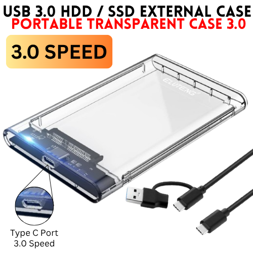 USB & Type C 3.0 Portable HDD SSD 2.5" Hardrive External Case - 2.5" Hard Drive Case 5Gbps High Speed Fast Data Transfer
