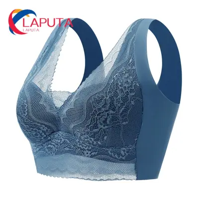 Comfortable Lace V-neck Push Up Bra for Active Women Anti-sagging Wireless  Padded Thin Sports Brassiere with Wide Shoulder Straps Southeast Asian  Buyers' Choice