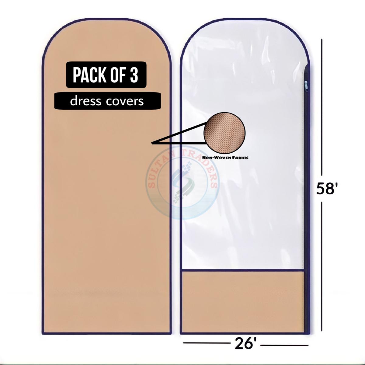 3 Dress Covers/Dustproof Covers for Clothes/Garment Bags/Zip Covers/Suit Covers With Zip