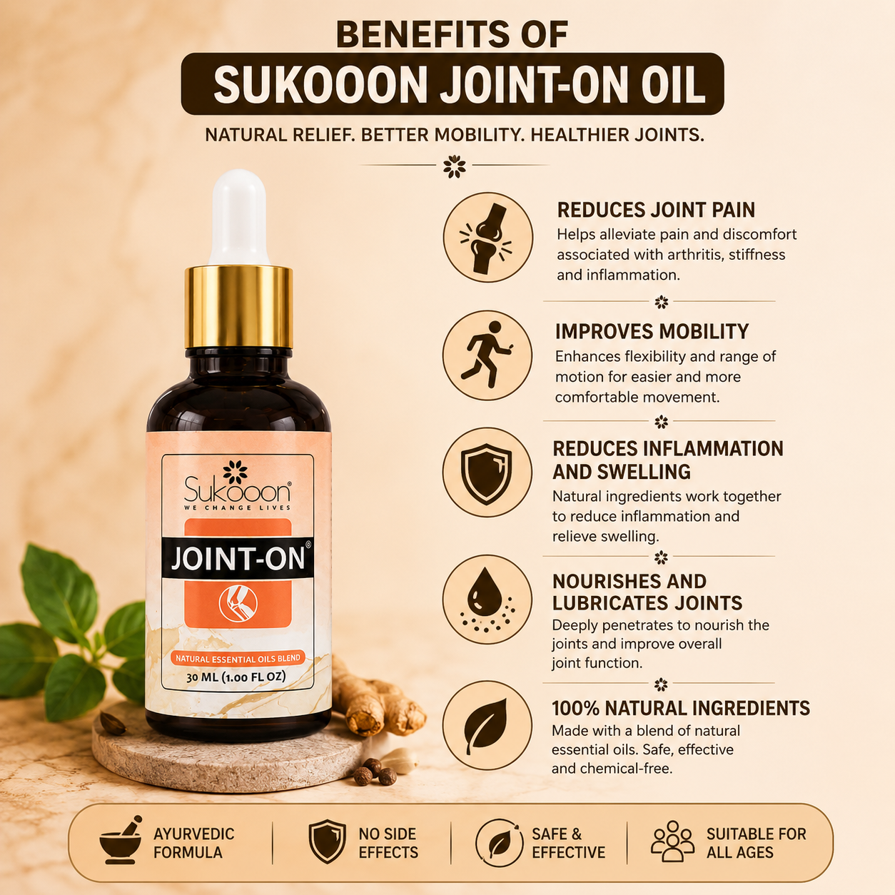 Joint On Oil Pack 50ML – Herbal Massage Oil for Joint, Knee, Back & Muscle Care | Body Massage Oil