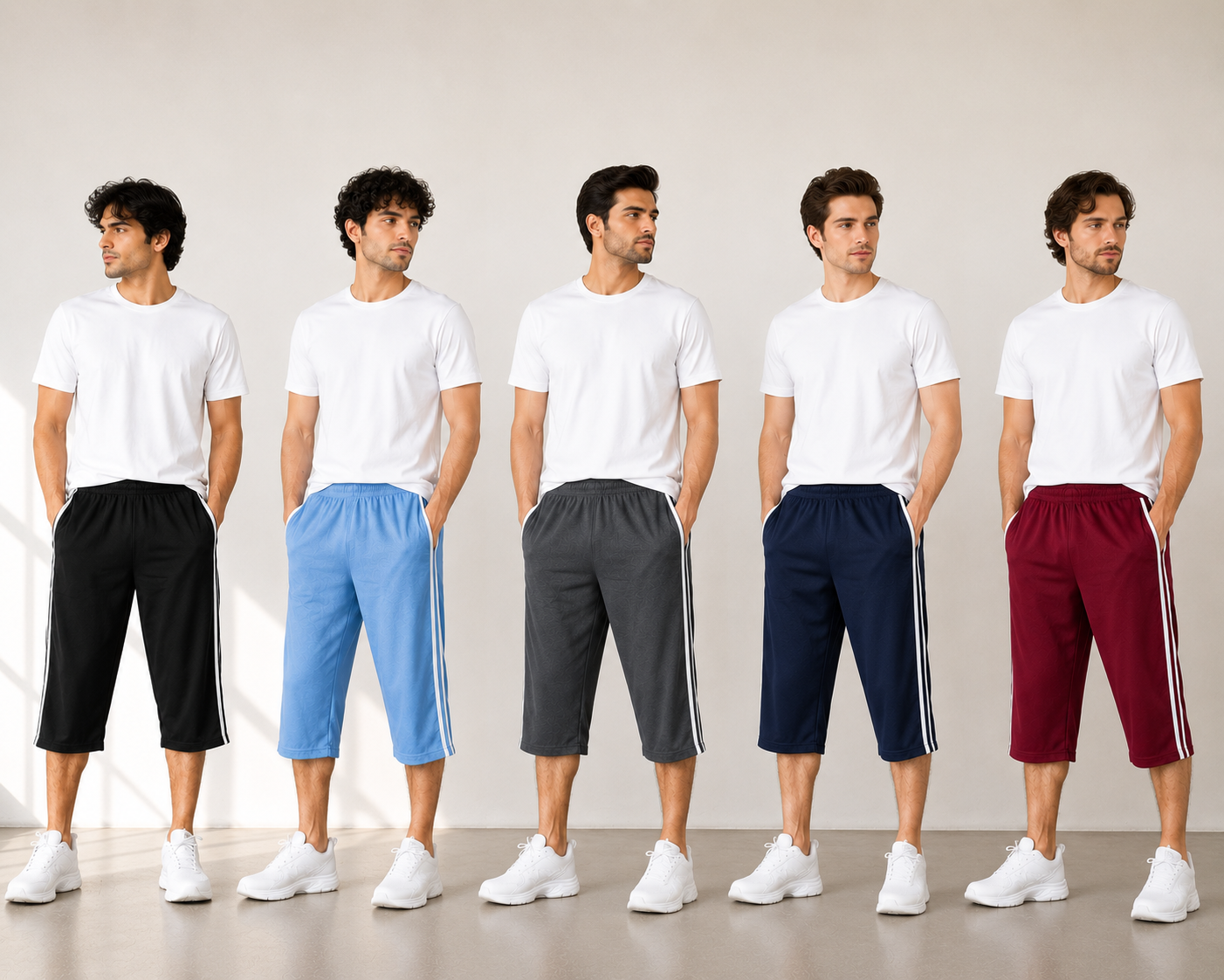 Faiz Garments | 1Pcs Premium Jersey 3 Quarter Shorts for Men – Lightweight Sports & Daily Wear