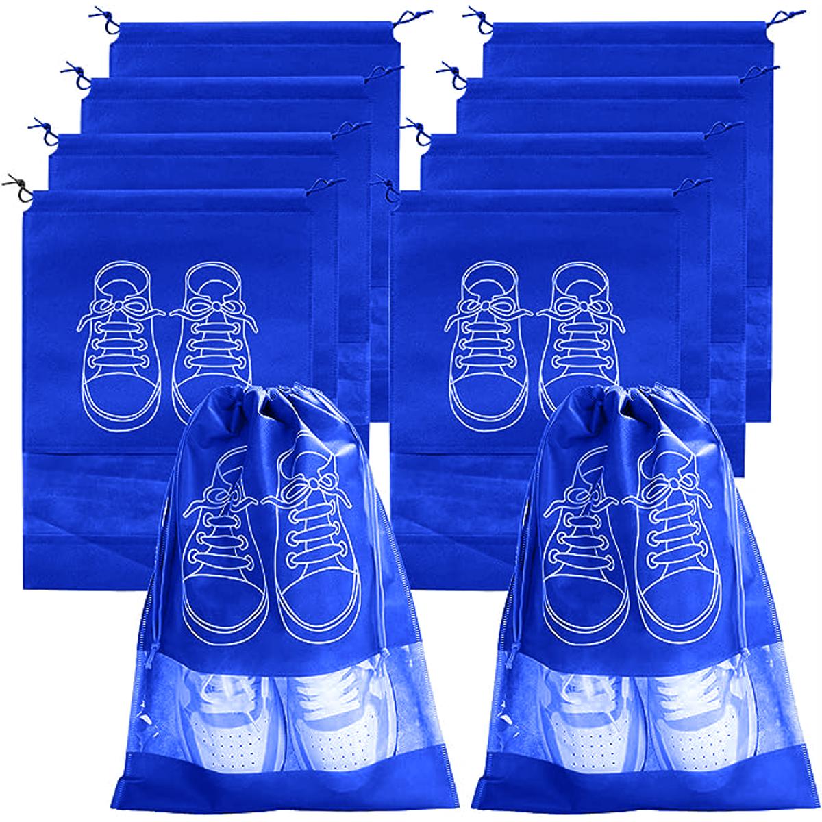 Araaish  Pack of 6 Shoe Bags for Travel Dust-proof Clear Window Non-Woven with Rope packing luggage suitcase Pouch Storage Organizer for Men and Women