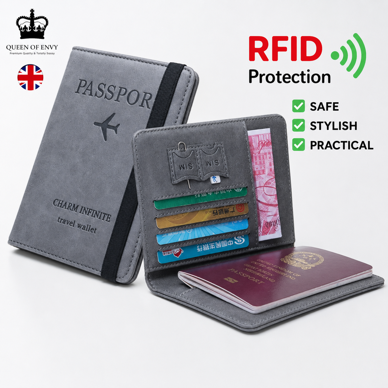 Travel Cart RFID Blocking Passport Cover Wallet | Premium Leather Travel Passport Holder | Card Holder Case | Multiple Colors