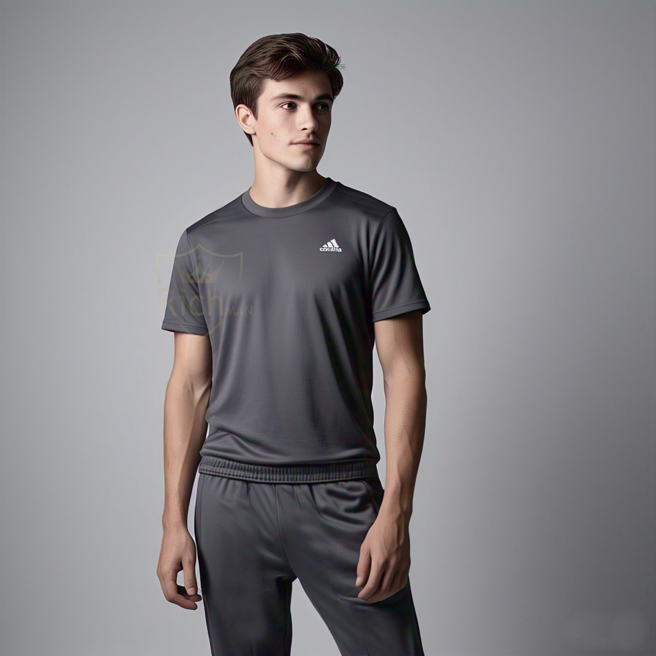 Trendy Dark Grey Summer Track suit for Man and women T-shirt and Trouser set