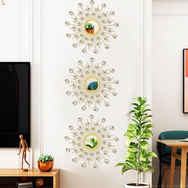 Modern Wrought Iron Wall Hanging Sun Decorative Mirror | Daraz.pk