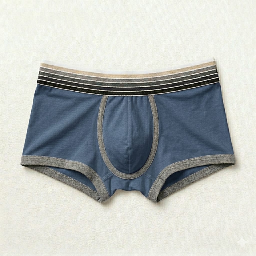 Premium Cotton-Blend Men’s Trunks Boxer Underwear| Ultra-Soft Breathable Cotton Trunks with Contrast Piping & Striped Waistband