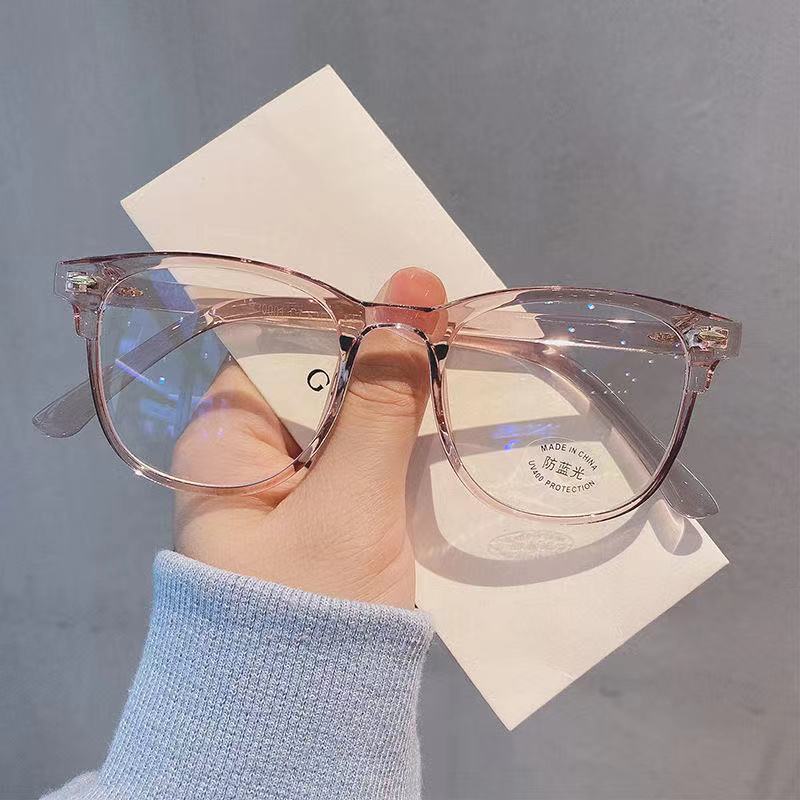 Anti-blue Light Glasses Retro Women Square Frames Flat Light Glasses Blue Computer Goggles