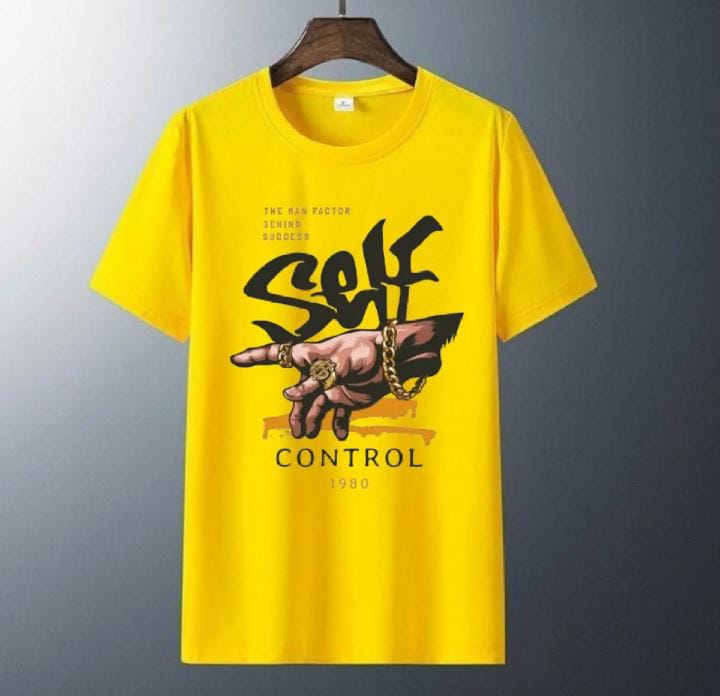New Design Self Control Printed Tshirts For Men & Boys Summer Collection Tshirt