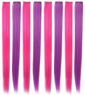 8PCS Pink Purple Hair Extensions for Girls 21inch