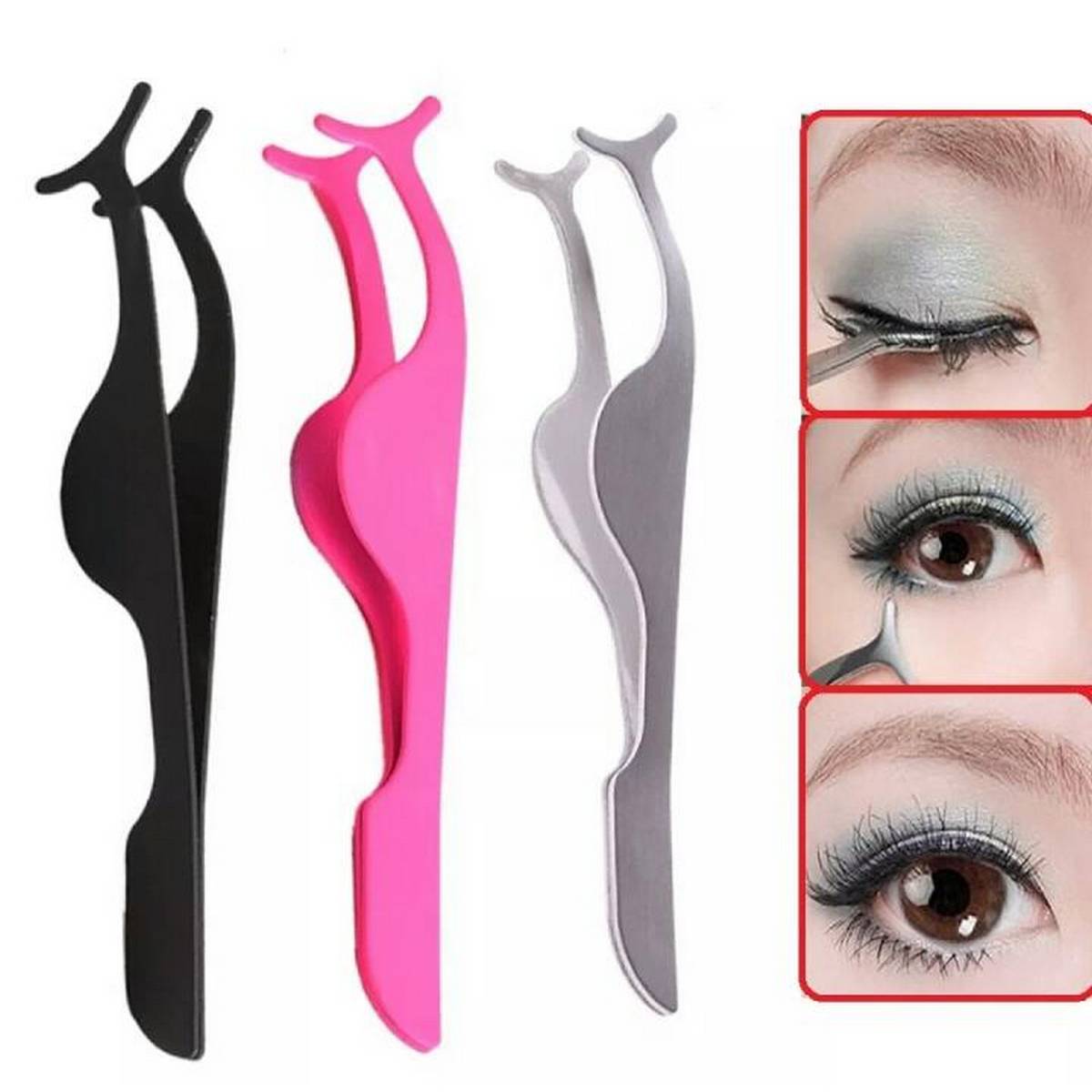 Eyelashes Auxiliary Clip Tweezers Stainless Eye Lashes Eyes Makeup Tool Holder