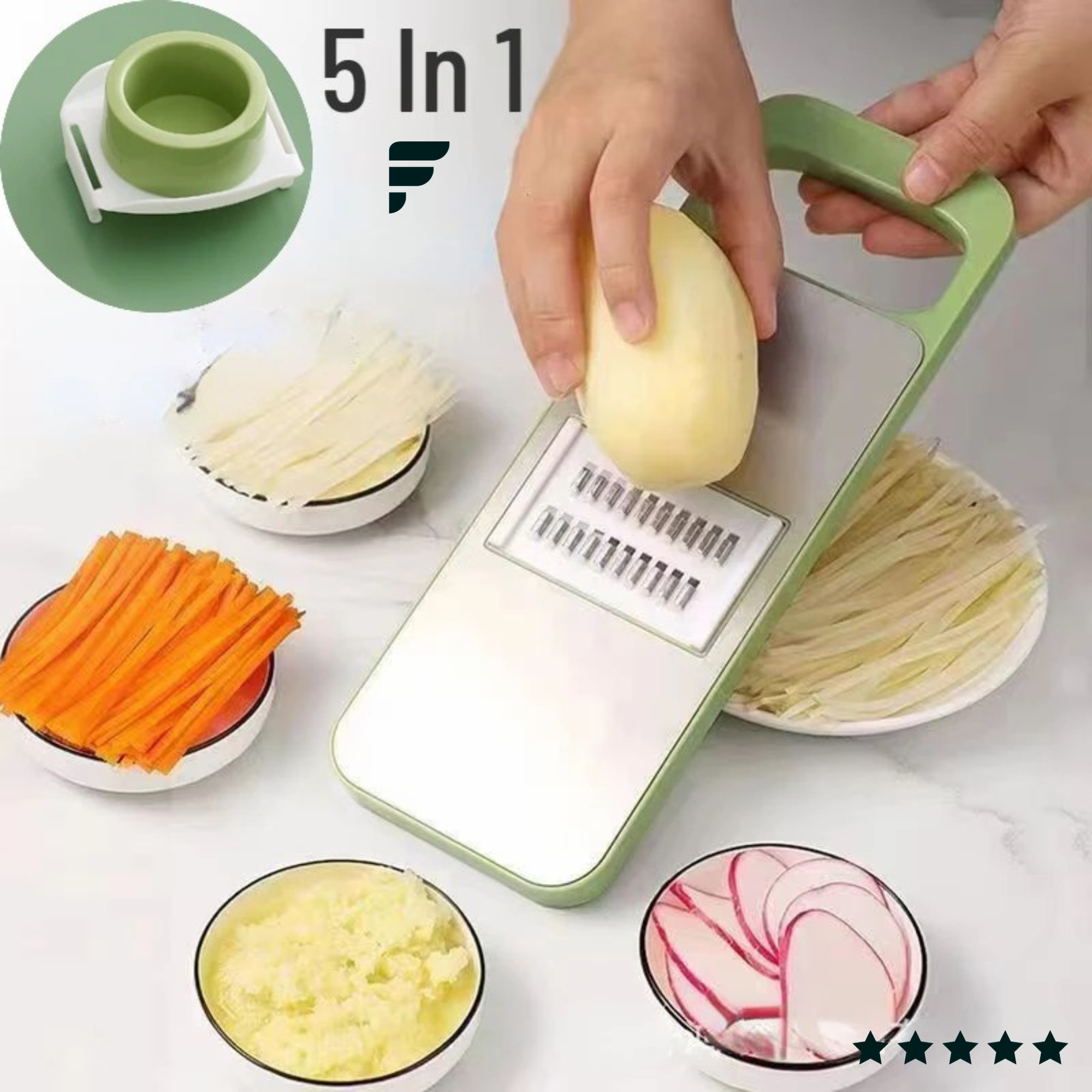 5-in-1 Multifunctional High-Quality Vegetable & Fruit Slicer With Five Changeable Blades