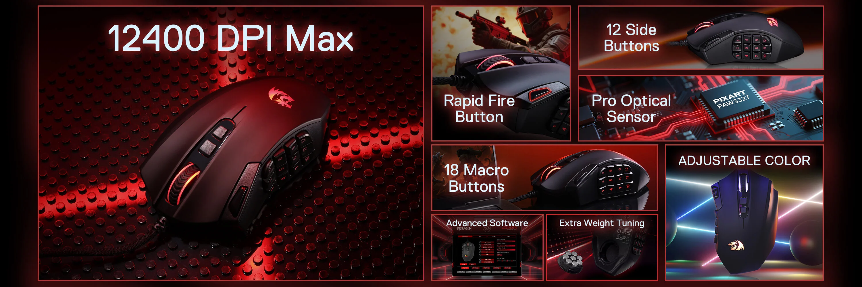 Redragon AZZINOTH M921 Wired RGB Gaming Mouse with 12 Side Macro Keys 12400 Dpi Wired RGB MMO Gaming Mouse 12 efcf3243e935ed29974e9088a6c4deea