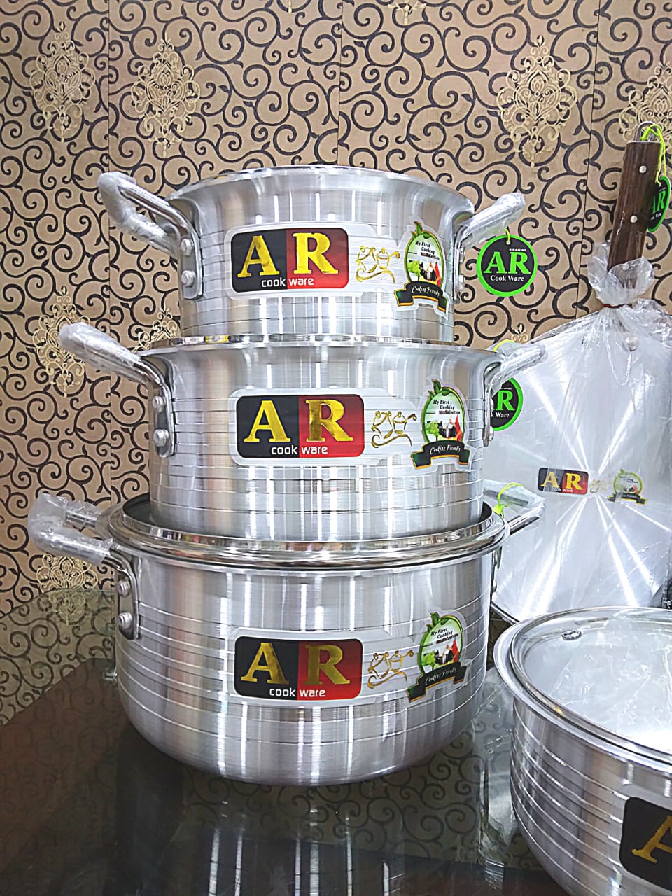 AR Metal Finish Cookware Set 15 Pcs – Grooved Style Cooking Set with ...