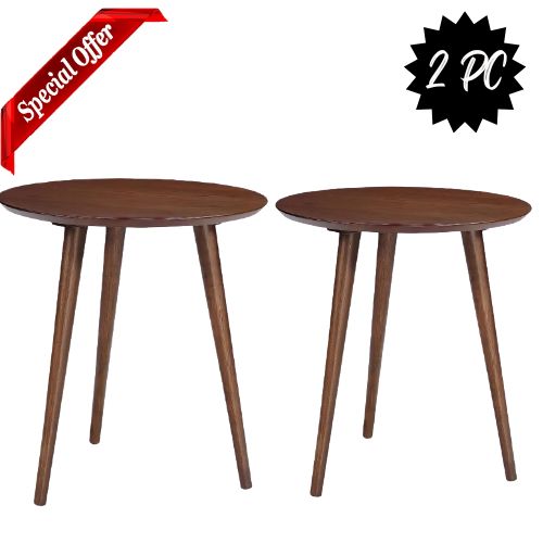 HomeBliss Curved Foldable Side Table, Coffee table (16 Inches Top & 20.5 Inches Height ) with Solid Wooden legs (Customize)
