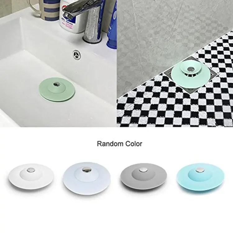 1pc Sink Stopper Silicone Bathtub Stopper, Kitchen Sink Drain Strainer,  Bathroom Drain Plug Drain Stopper, Shower Drain Sink Cover with Hair  Strainer, Laundry Sink Drain Stopper (3 colors)