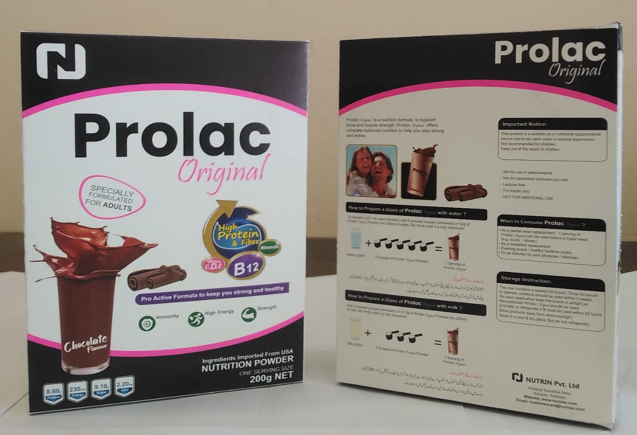 Prolac Original Complete & Balance Nutritional Supplement Powder for Adult chocolate flavor 200gm