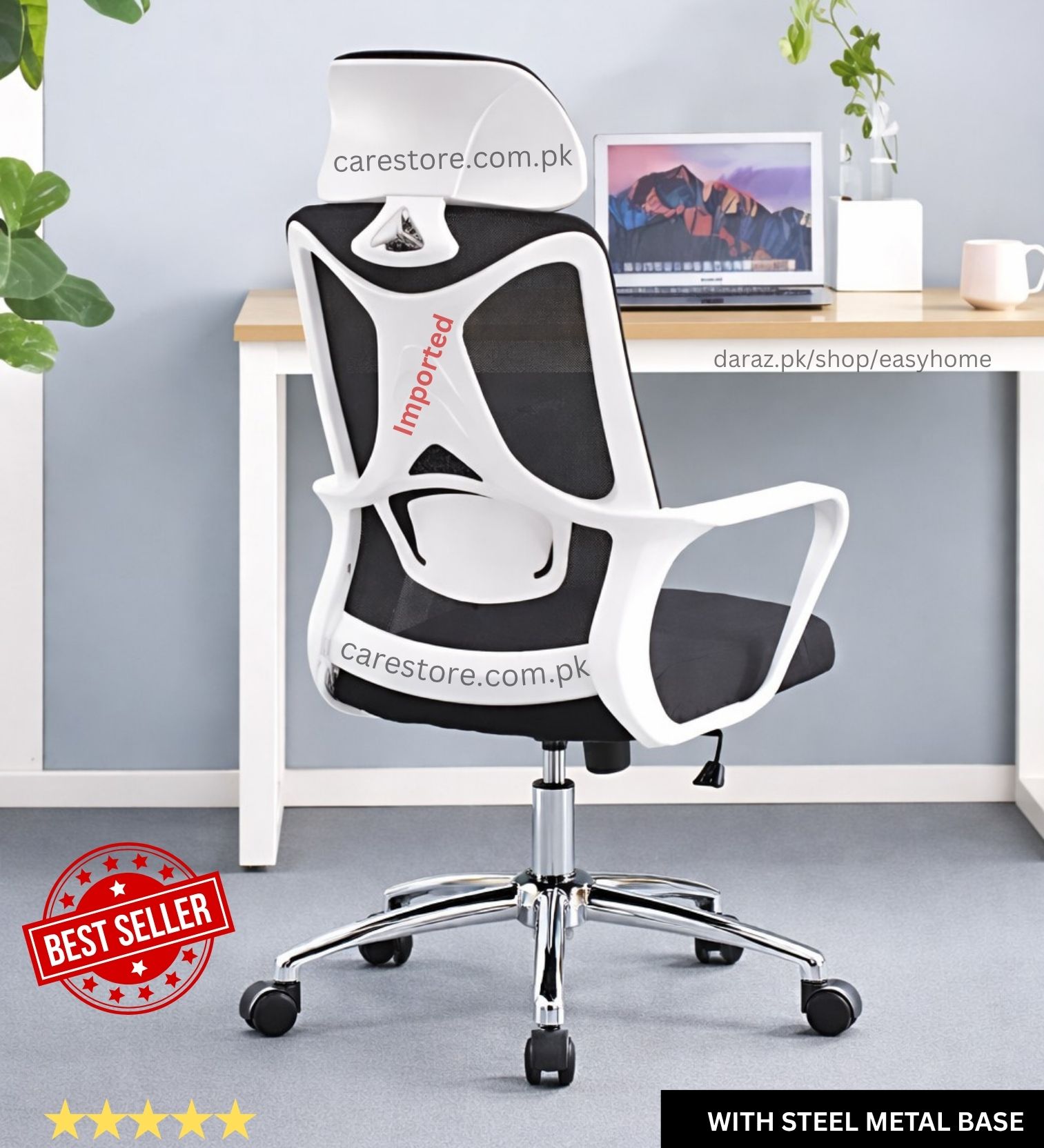 Gaming Imported Chair Ergonomic Design  Adjustable Mesh Back Computer Chair  High Back Reclining Chair with Headrest & Lock