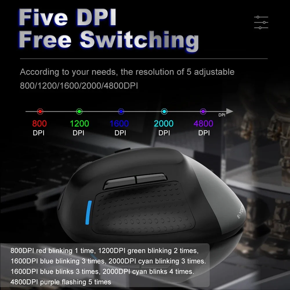 E-YOOSO X-45 Tri-Mode Wireless Vertical Mouse Black 4800Dpi BT 2.4G and Wired Connectivity Supported 17 eff780210065ccdcb87b3dc2b9d33c71