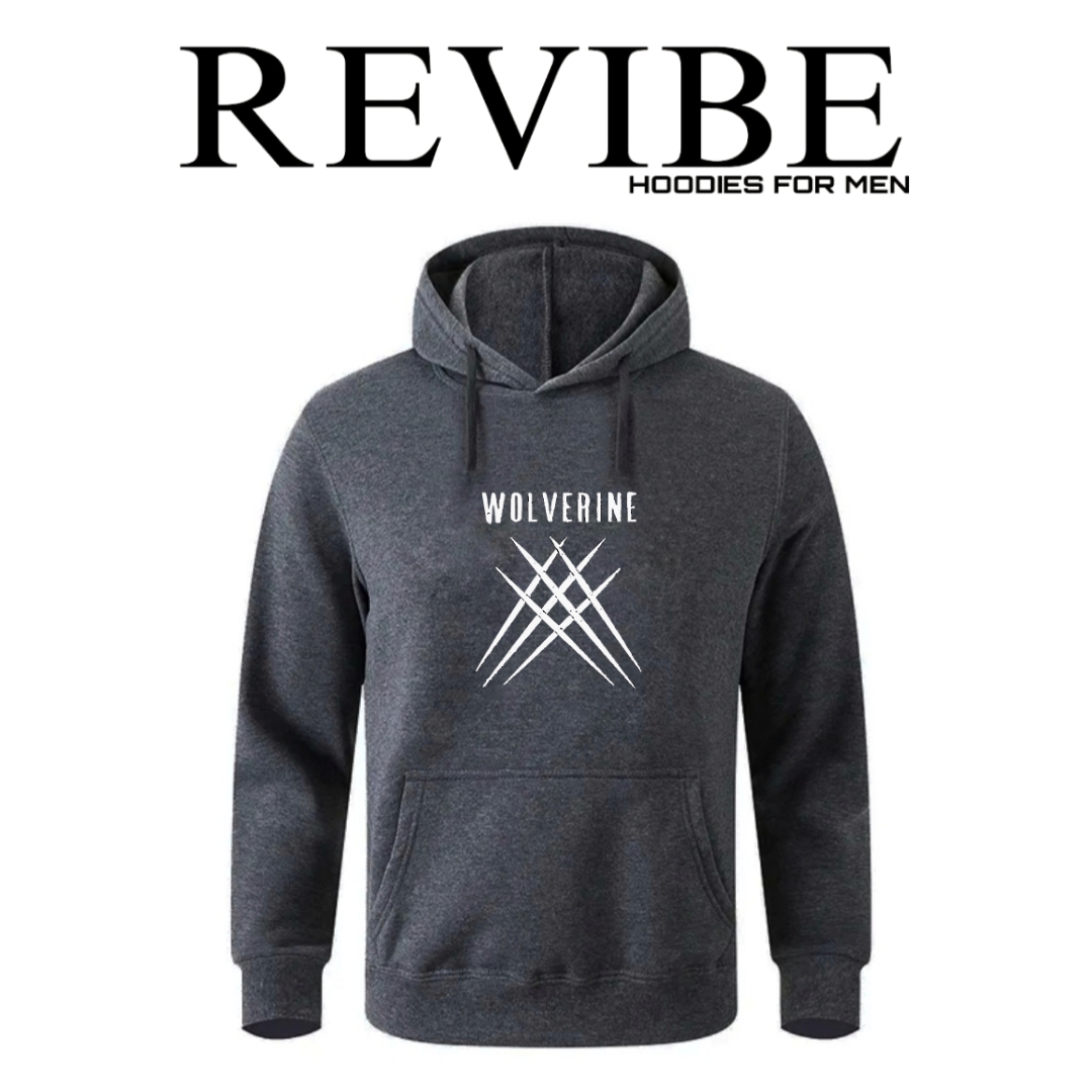 REVIBE - White Wolverine Printed Hoodies For Men