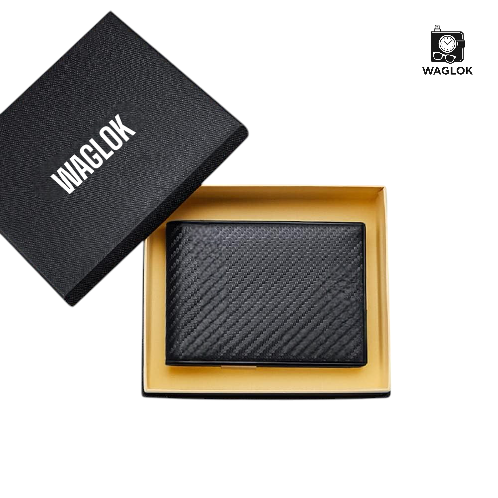 Carbon Fiber Texture Wallet for Men With Box – Slim & Stylish Bifold Wallet