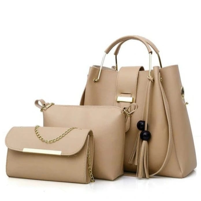 Ladies Handbag 3 Pcs Set Casual PU Leather Long Shoulder Bags Stylish Women Purse New Crossbody & Clutch for Girls Three piece set