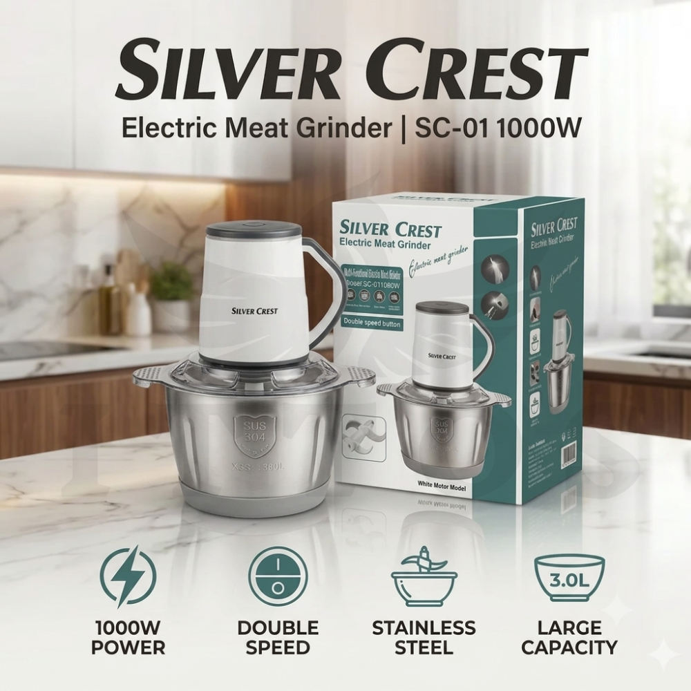 3L Chopper Machine Electric, 6 blades Stainless Steel 1000W, 3 Speed Control Multifunctional Food Processor, Meat Grinder, Qeema Machine, Hand Chopper Machine, Meat Chopper,  Vegetable Cutter, Mixer Machine for Kitchen Accessories