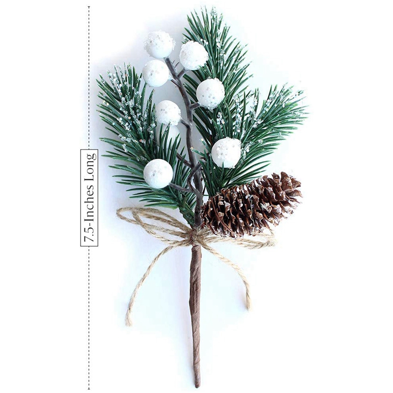 White Christmas Berries/Berry Stems Pine Branches & Artificial Pine  Cones/White Holly Spray/Wreath Picks for Decor