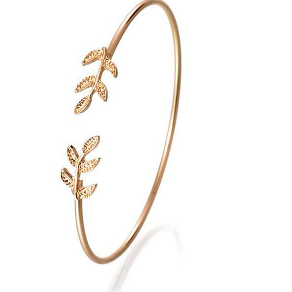 Leaf Bracelets & Bangles Fashion Open Bangle Women Cuff Bracelet