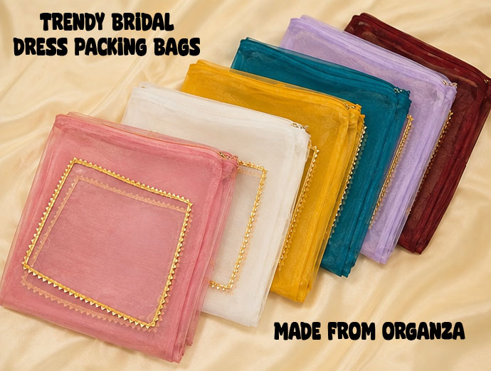 Bridal Bari Dress Packing Bags, Shoes Packing Bags , Bridal Dress Packing, New Trendy Organza Dress & Shoe Packing Bags
