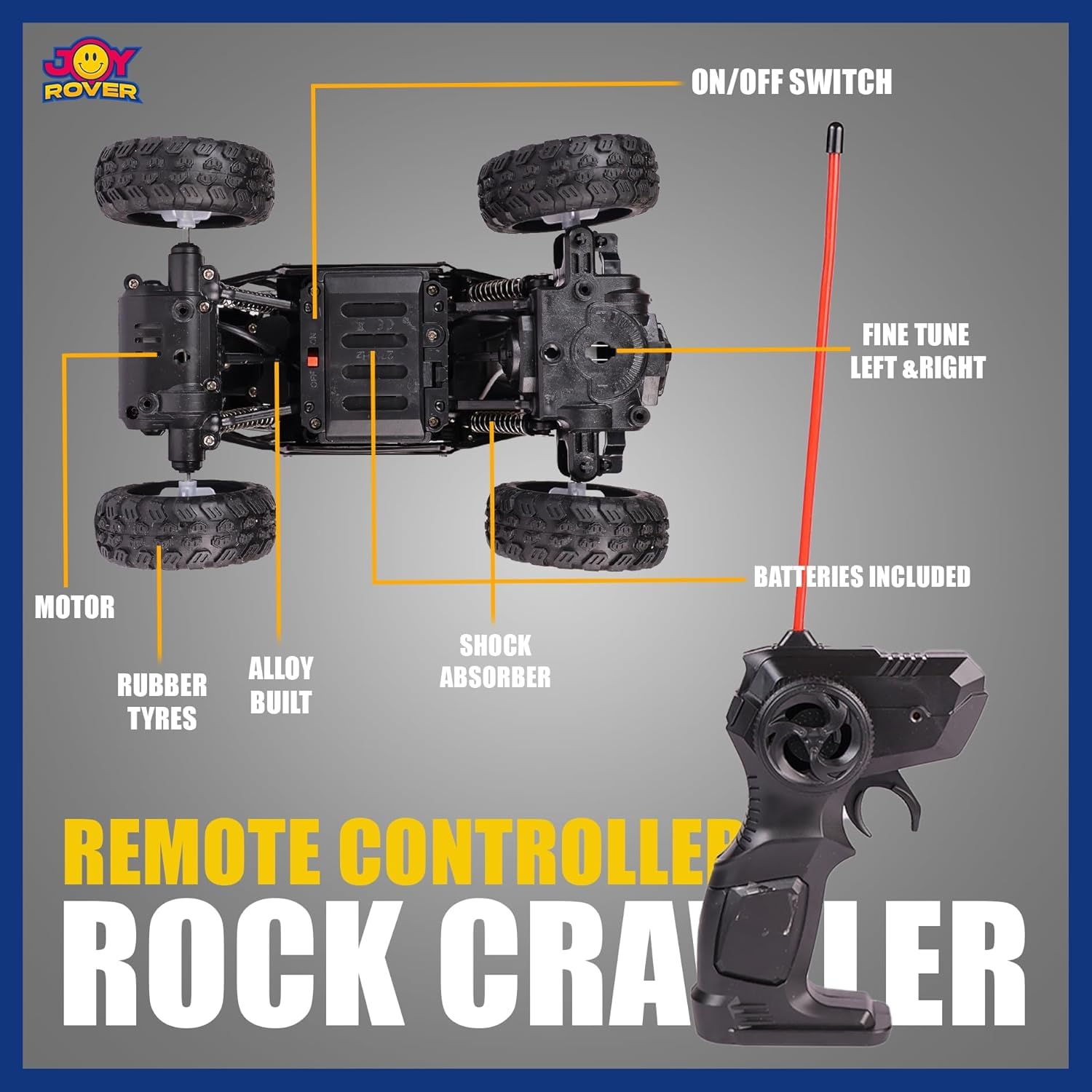 RC Remote Control Monster Truck 4x4 Off-Road Rock Crawler RC Toy with Smoke Spray Feature | RC Monster Truck Car with Soft Rubber Tires | High-Speed Rechargeable Rock Crawler | Metallic Body | Battery Included 2.4Ghz 1:16 Scale Car for Boys and Girls