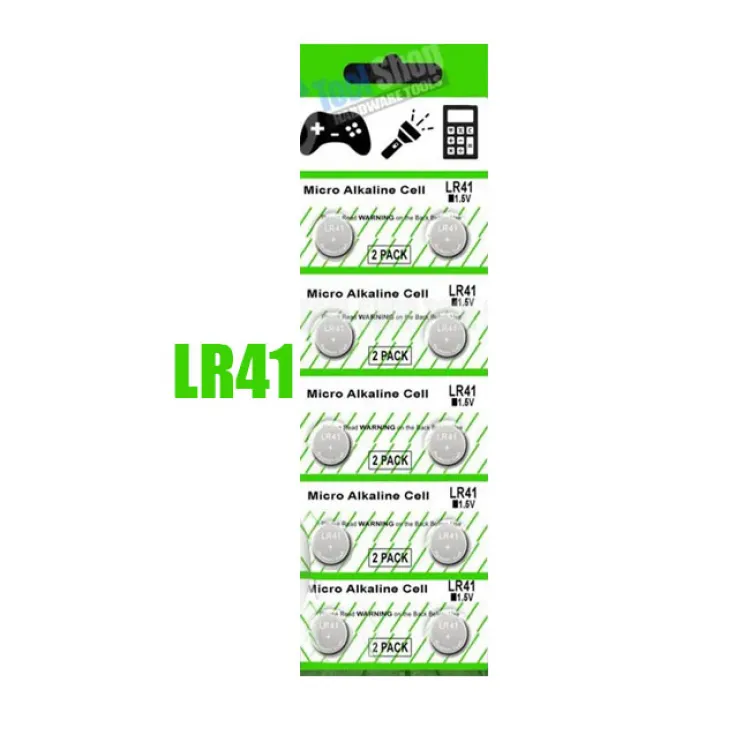 1 Card: 10pcs LR41 / AG3 1.5V Alkaline Button Cells