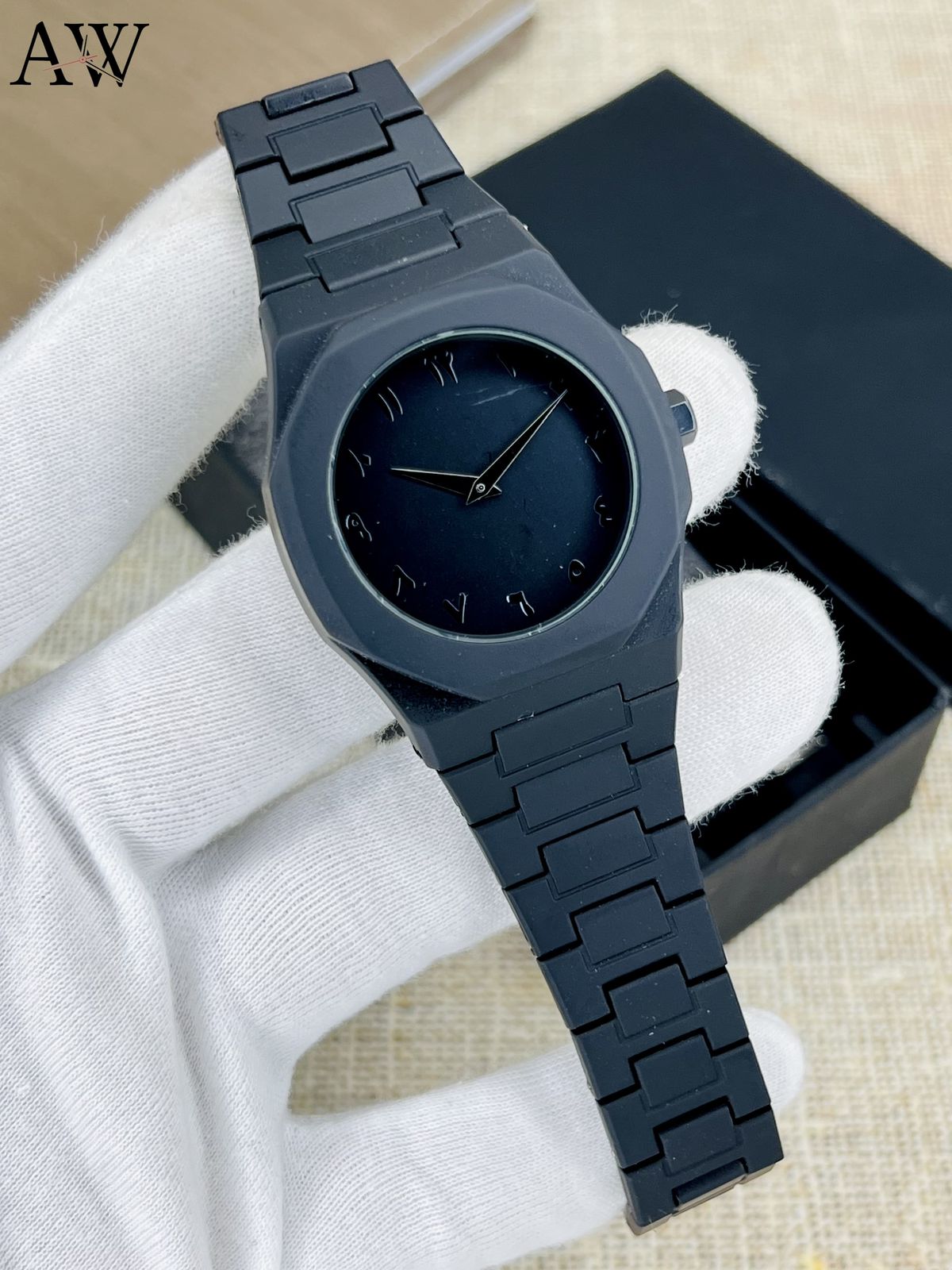 black arabic aura fiber chain watch waterproof 100% Original watch