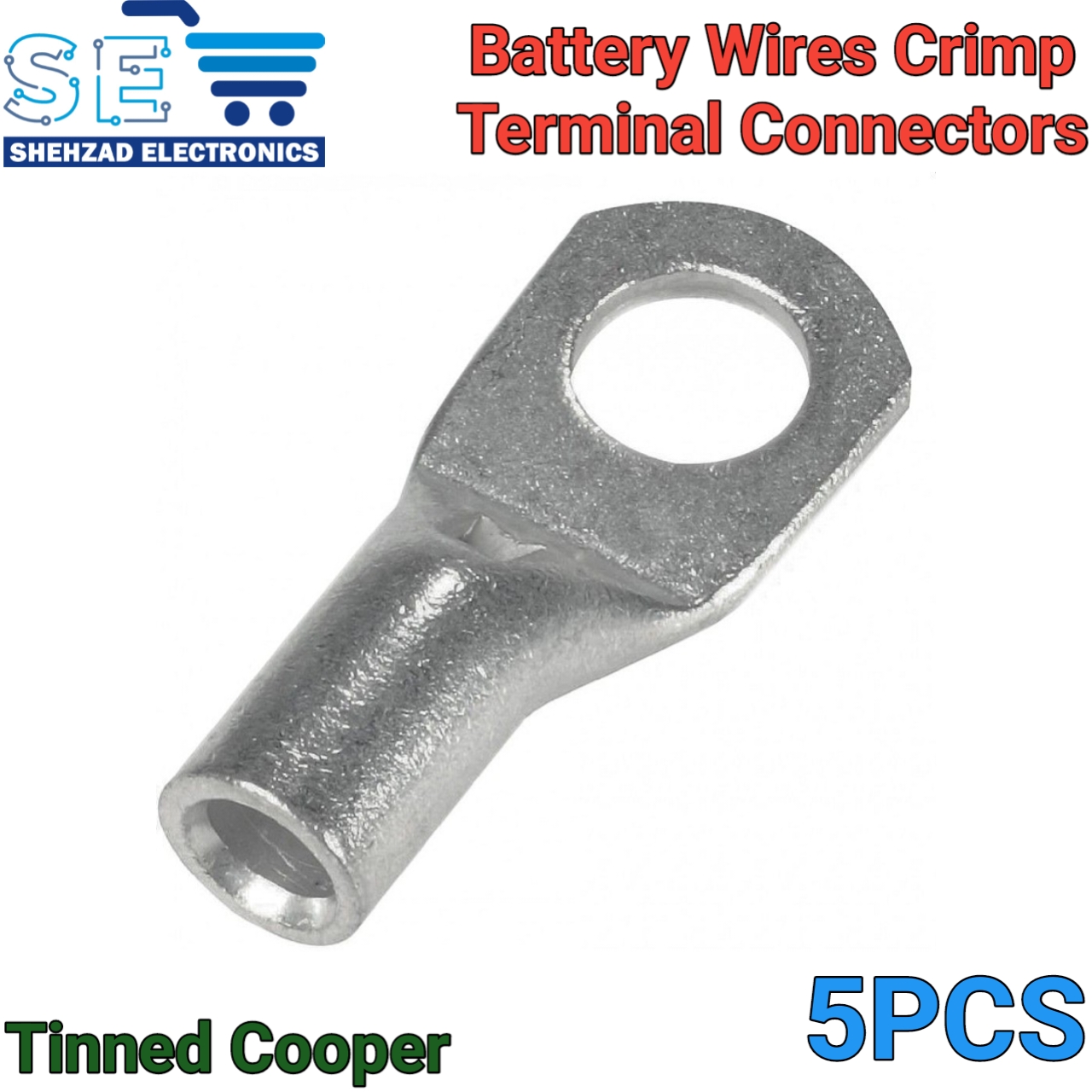 5PCS Tinned Copper Lugs Ring Crimp Terminals Battery Wire Connectors Bare Cable Terminal