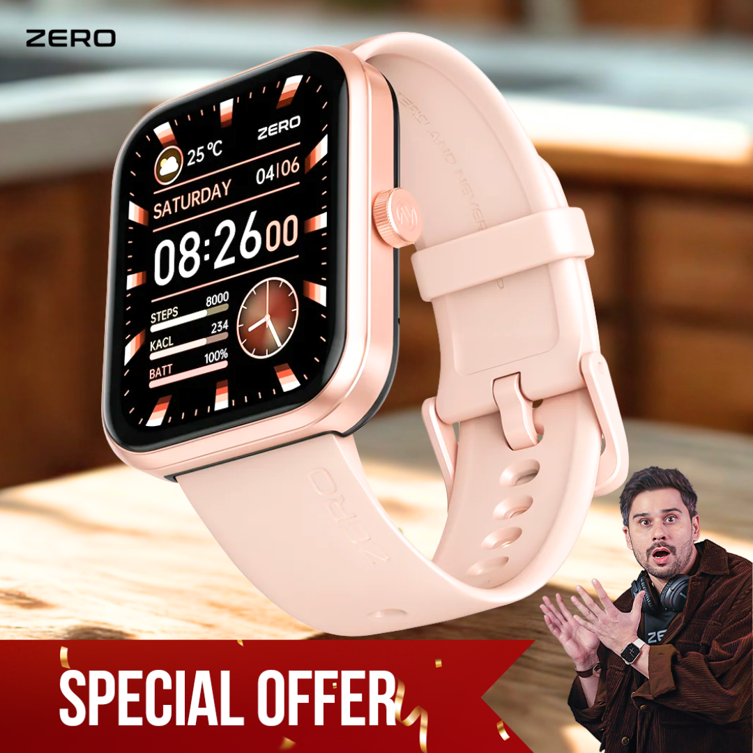 Zero® Edge Smartwatch 1.83" TFT Display | Bluetooth Calling, 100 Sports Modes, Health Suite | IP68 Waterproof | Best Smartwatch for Men, Women, Android & Ios