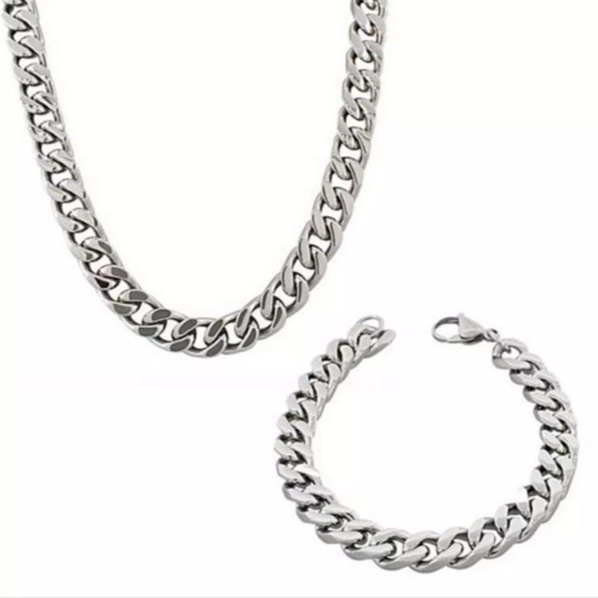 AlRashid Shopping Store Silver Neck Chain With Free Bracelet For Girl & Boys
