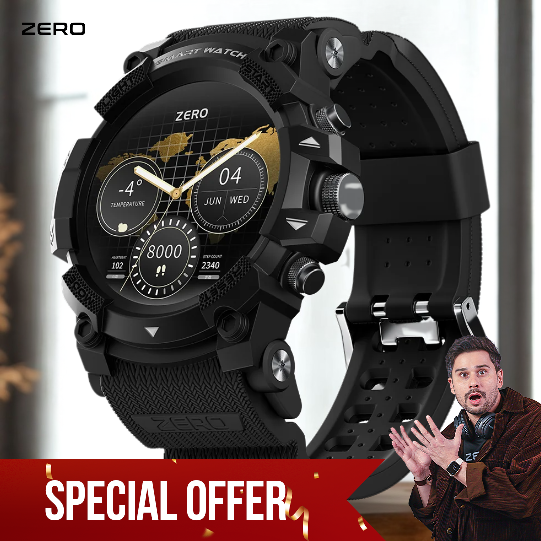 Zero® Navigator Smartwatch 1.43" AMOLED Display | 100+ Sports Modes, Real SpO₂, GPS Smartwatch, Bluetooth Calling Smartwatch | Military Design Smartwatch, AI Voice Assistant | Rugged Smartwatch IP68 Watch for Android & ios