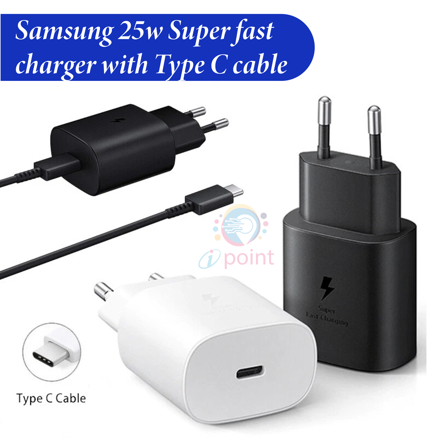 Original Samsung 25W Super Fast Charger with cable | Samsung 25w PD Fast Charger | Samsung PD Adaptor | Samsung Original 25w PD Adaptor with Cable for Samsung A05, A06, A07, A14, A15, A16, A17, A24, A25, A26, A35, S10, S20, S21, S22,S23,A71,A72,pixel 6,7
