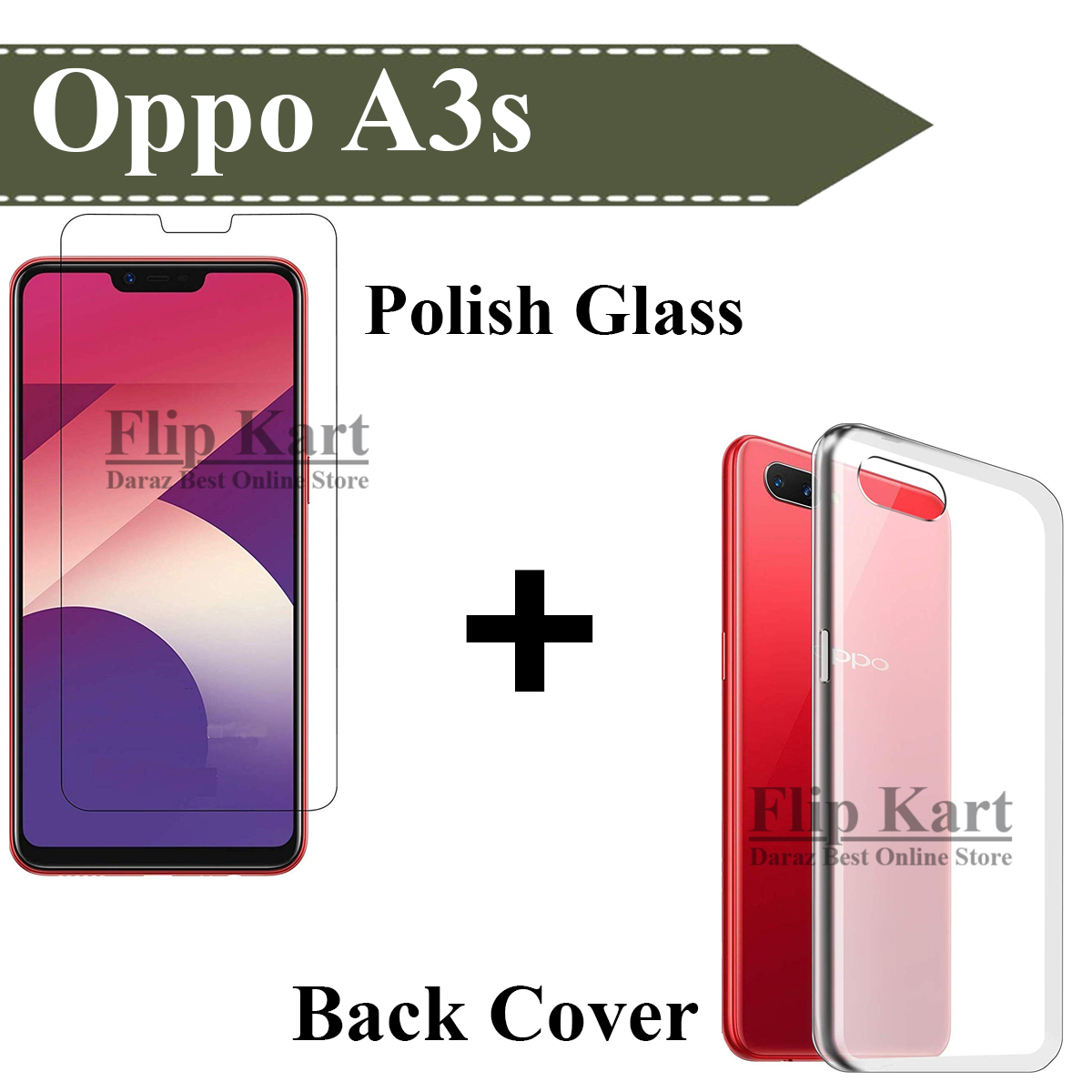 Oppo A3s Tempered Polish Glass Back Cover Transparent For A3s