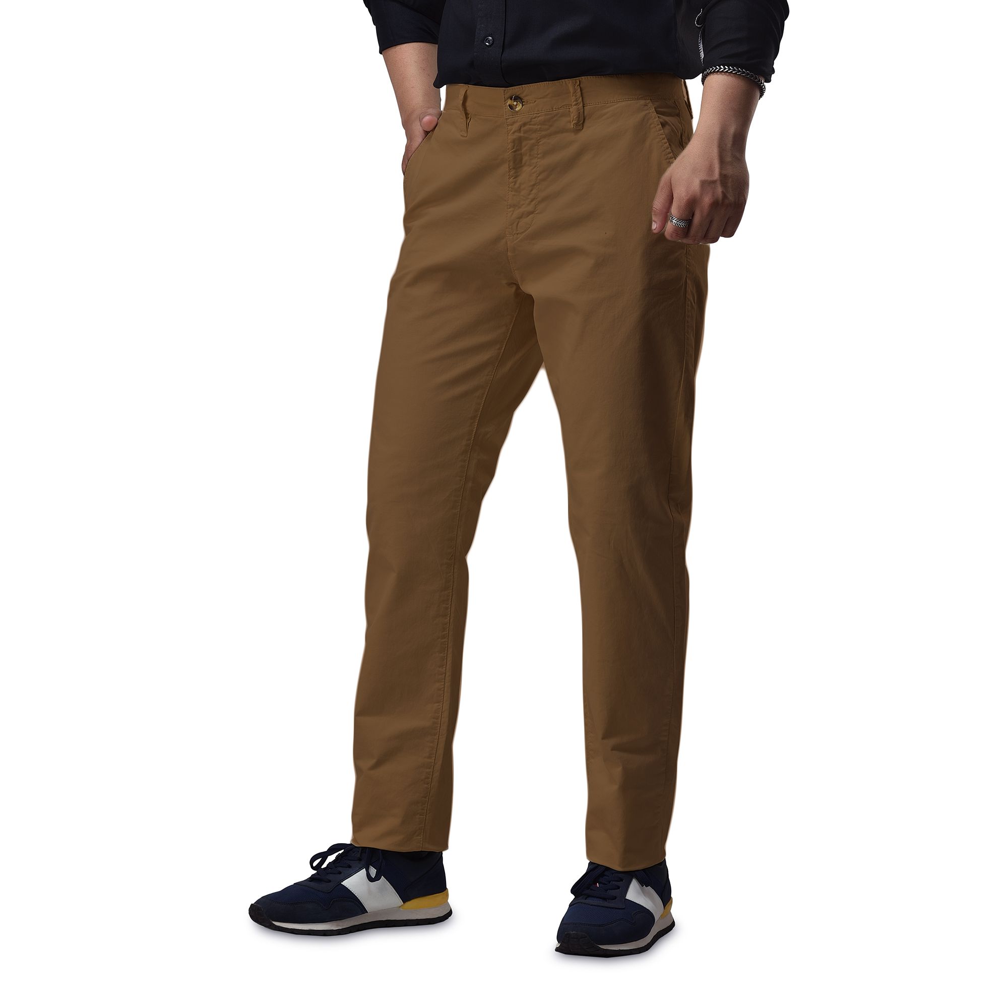 Men's Stretchable Chino Pants Full Length Regular Fit in Solid Colors