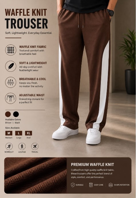 Summers Baggy Trousers For Men - Panel Men Trousers - panel Trousers For Men - Loose Fit Trousers For Boys- Summers Terry Fabric - Wide Leg Men Trousers